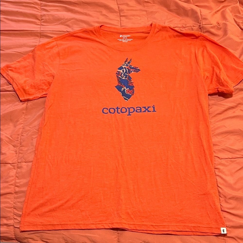Cotopaxi Vibrant Orange Heather Tee with Blue Logo - Men’s -  XXL